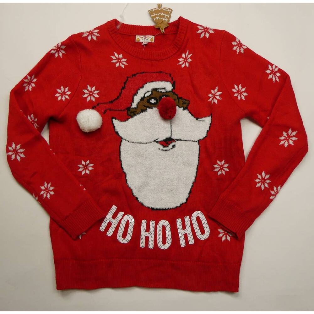 Santa HO HO HO by POOF sweater, medium, NEW WITH TAGS